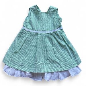Ralph Lauren Infant Baby Girls Green and White Striped Seersucker Dress 9 Months